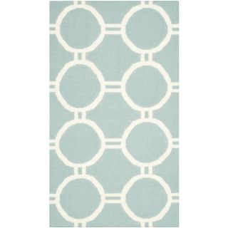 Safavieh Handwoven Moroccan Dhurries Light Blue/ Ivory Geometric Wool Rug (3 X 5)
