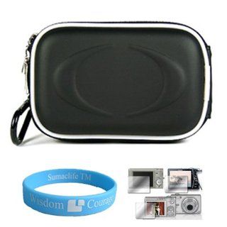 Canon Slim Camera Case for Canon PowerShot SD 1300 IS SD 1200 IS SD 780 IS SD 1400 IS + Screen Protector (Black)+SumacLife TM Wisdom Courage Wristband : Camera & Photo