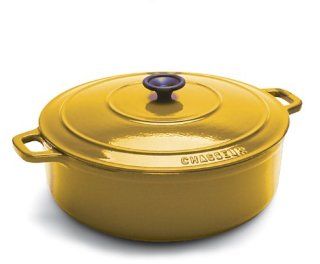 World Cuisine Oval Enamel Cast Iron Dutch Oven 8 Quart with Lid, Yellow: Kitchen & Dining