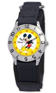 Disney Kids' D801S500 Mickey Mouse Time Teacher Black Velcro Strap Watch: Watches