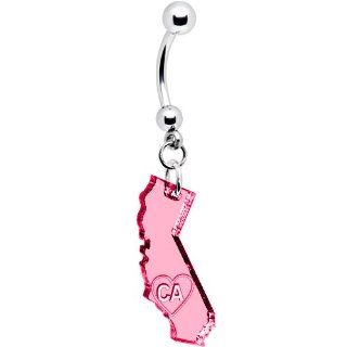 Pink State of California Belly Ring: Jewelry