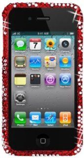 DECORO FDIP4IMZ803E Premium Full Diamond Protector Case for Apple iPhone 4/4S   1 Pack   Retail Packaging   Red and Silver Zebra Cell Phones & Accessories