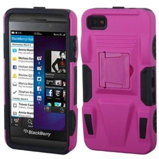 MyBat ABB10HPCSAAS804NP Advanced Rugged Armor Hybrid Combo Case with Kickstand for BlackBerry Z10   Retail Packaging   Hot Pink/Black Cell Phones & Accessories