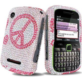 Hard Plastic Snap on Cover Fits Motorola WX404 Grasp Lovely Peace Full Diamond/Rhinestone US Cellular Cell Phones & Accessories