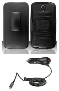 Samsung Galaxy Mega (AT&T)   Accessory Kit   Black Battle Rugged Kickstand Case + Belt Clip Holster + Atom LED Keychain Light + Micro USB Car Charger Cell Phones & Accessories