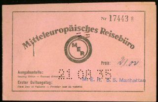 Mittel Europaisches Rieseburo RR ticket wrap adult 1935: Entertainment Collectibles