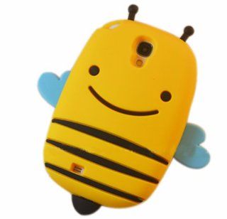 XKM 3D Yellow Cartoon Smile Bee Shape Rubber Cover Soft Gel Silicone Skin Case for Samsung Galaxy S4 i9500: Cell Phones & Accessories