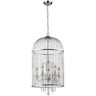 Avary 5 light Crystal And Chrome Cage Chandelier