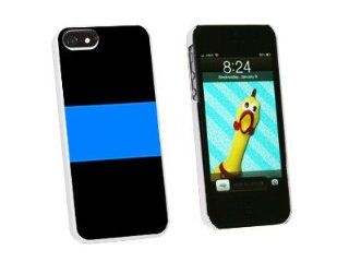 Graphics and More Thin Blue Line Police Snap On Hard Protective Case for iPhone 5/5s   Non Retail Packaging   White: Cell Phones & Accessories