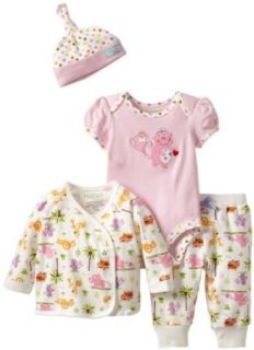 Happi by Dena Baby Girls Newborn Jungle Friends 4 Piece Set, Pink, 6 9 Months: Infant And Toddler Layette Sets: Clothing