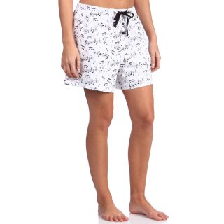 Leisureland Leisureland Womens Music Notes Cotton Knit Pajama Boxer Shorts White Size XL (16)