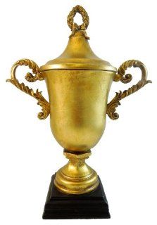 Decorative Antique Style Display Trophy Cup with Lid & Laurels   Decorative Urns