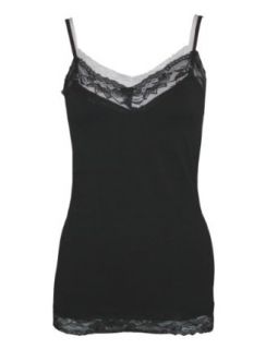 Ladies Black Double Layered Seamless Lace Cami at  Womens Clothing store