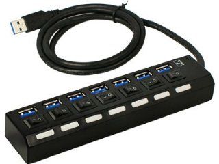 7 Port SuperSpeed USB 3.0 External Hub with ON/OFF Switch: Computers & Accessories