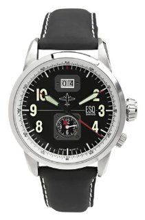 ESQ Movado Men's 7301130 Beacon Dual Time Black Leather Strap Watch: Beacon: Watches