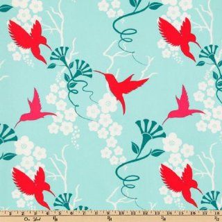 44'' Wide Michael Miller Flora And Fauna Humming Birds Turquoise By The Yard