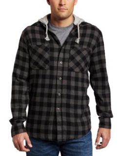 Modern Culture Men's Hooded Flannel Shirt, Black, XX Large/Regular at  Mens Clothing store Button Down Shirts
