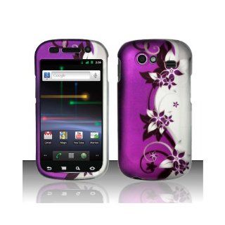 Purple Silver Flower Hard Cover Case for Samsung Google Nexus S i9020 Cell Phones & Accessories