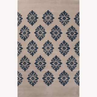 Hand Tufted Holiday Pattern White/blue Wool Rug (5x8)