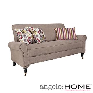 Angelo:home Harlow Parisian Tan gray Velvet Sofa