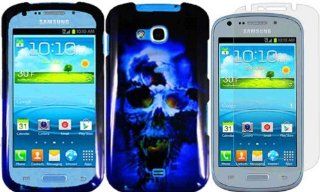 For Samsung Galaxy Axiom R830 Hard Design Cover Case Blue Skull+LCD Screen Protector Cell Phones & Accessories