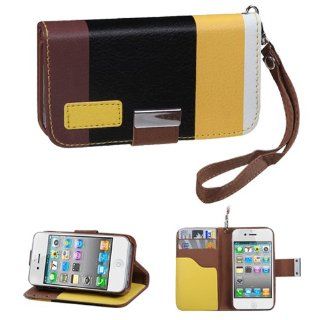 Fits Apple iPhone 4 4S Hard Plastic Snap on Cover Colorful(Yellow/Black/Brown) Premium Book Style MyJacket Wallet 851 AT&T, Verizon (does NOT fit Apple iPhone or iPhone 3G/3GS or iPhone 5) Cell Phones & Accessories