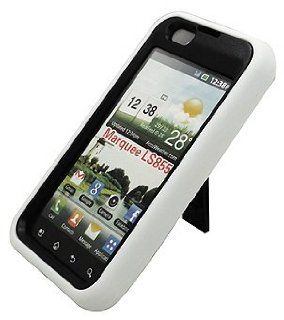 WHITE/BLACK Armor 3 IN 1 High Impact Combo Hard Soft Gel Case Stand for LG Marquee LS 855 (Boost Mobile): Cell Phones & Accessories