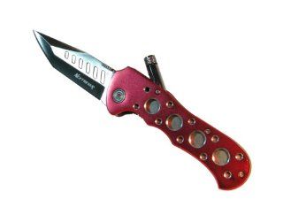 Folding Pocket Knife W/Led Flashlight (Red) : Folding Camping Knives : Sports & Outdoors