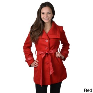 Journee Collection Journee Collection Juniors Belted Button up Coat Red Size M (5 : 7)