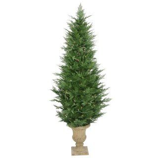 6' Pre Lit Slim Cypress Potted Christmas Tree   250 Clear Dura Lit Lights  