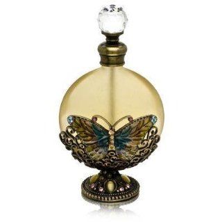 Perfume Bottle (Butterfly with Gold Rhinestones) PB 874 : Refillable Cosmetic Containers : Beauty