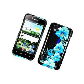 LG Marquee LS855 LG855 Ignite 855 Majestic US855 L85C Black Blue Flowers Glossy Cover Case: Cell Phones & Accessories