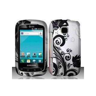 Samsung DoubleTime i857 (AT&T) Black/Silver Vines Design Hard Case Snap On Protector Cover + Free Wrist Band: Cell Phones & Accessories