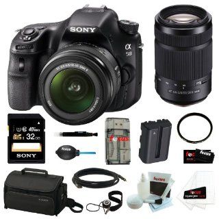 Sony SLT A58K SLT A58 with 18 55mm Zoom Lens 20.1MP DSLR Camera w/ 2.7" LCD Screen (Black) + Sony 55 300mm Telephoto Lens + Sony 32GB Memory Card + Sony Small System Case + Accessory Kit  Digital Camera Accessory Kits  Camera & Photo