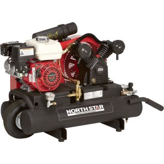 NorthStar® Gas-Powered Air Compressor — Honda GX160 OHV Engine, 8-Gallon Twin Tank, 13.7 CFM @ 90 PSI  Gas Powered Air Compressors