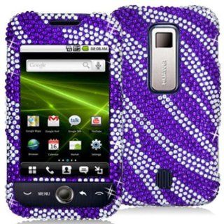 DECORO FDHWM860IMZ703E Premium Full Diamond Protector Case for Huawei M860/Ascend   1 Pack   Retail Packaging   Purple And Silver Zebra: Cell Phones & Accessories