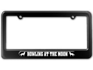 Wolf Howling At The Moon License Plate Tag Frame: Automotive