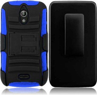 For Huawei Vitria H882L Side Stand Holster Cover Case (Black / Dark Blue): Cell Phones & Accessories