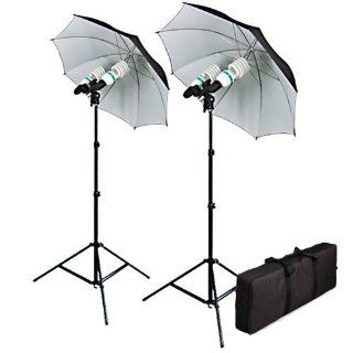 Cowboystudio 1200 Watt Photography, Video, and Portrait Studio Umbrella Continuous Lighting Kit With Four 85 Watt, 5500K Day Light Balanced CFL bulbs, Black and White Reflective Umbrellas, Stands, and Carrying Case : Photographic Lighting Umbrellas : Camer