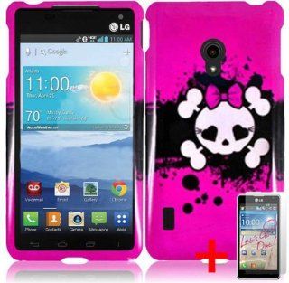 LG LUCID 2 VS870 CUTE PINK SKULL COVER SNAP ON HARD CASE + SCREEN PROTECTOR from [ACCESSORY ARENA]: Cell Phones & Accessories