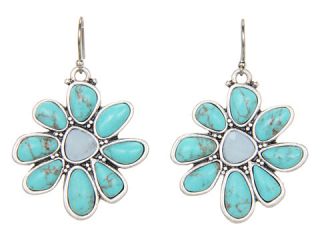 Lucky Brand Mary Jane Turquoise Floral Drop Earrings