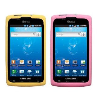 Two Silicone Cases / Skins / Covers for Samsung Captivate / SGH I897   Yellow, Light Pink: Cell Phones & Accessories