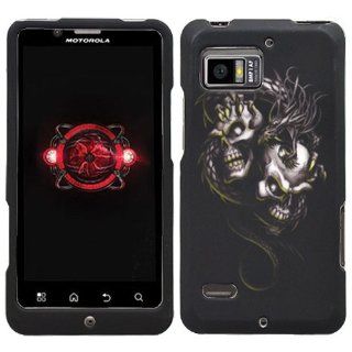 Black Silver Dragon Skull Rubber Feel Hard Case Faceplate for Motorola Droid Bionic XT875 XT 875 (Verizon) Cell Phones & Accessories