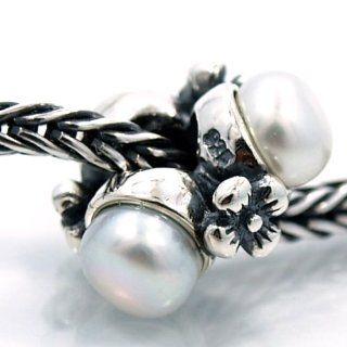 Pro Jewelry .925 Sterling Silver "3 Real Pearls w/ Flowers" Charm Bead for Snake Chain Charm Bracelets: Jewelry