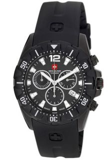 Swiss Military Calibre 06 4M2 13 007.7  Watches,Mens Marine Chronograph Black Dial Black Rubber, Casual Swiss Military Calibre Quartz Watches