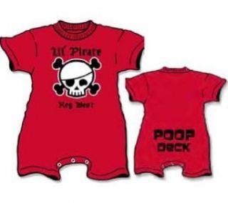 Lil Pirate Baby Romper Poop Deck Red Infant Snapsuit (0 6 Months): Clothing