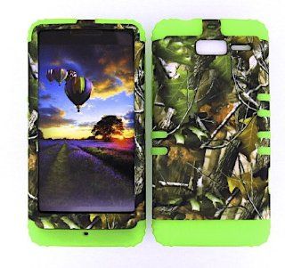 Case Cover For Motorola Droid RAZR M XT907 Hard Lime Green Skin+Camo Leaves Snap: Cell Phones & Accessories