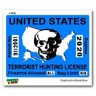 Terrorist Hunting License Permit Blue   911   Window Bumper Locker Sticker: Automotive