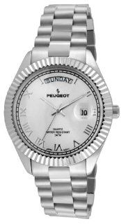 Peugeot Men's 1029S All Silver Coin Edge Bezel Watch: Watches