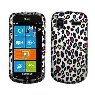 Colorful Leopard Animal Print Rubberized Coating Premium Snap on Protector Faceplate Hard Case for Samsung Focus i917: Cell Phones & Accessories